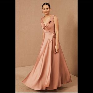 BHLDN Tansy Satin Maxi Dress in Sedona